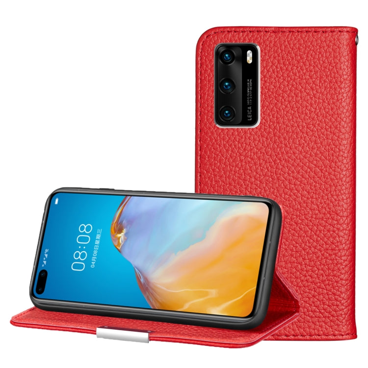 For Huawei P40 Litchi Texture Solid Color Horizontal Flip Leather Case with Bracket & Card Slots & Wallet & Lanyard