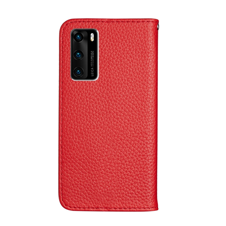 For Huawei P40 Litchi Texture Solid Color Horizontal Flip Leather Case with Bracket & Card Slots & Wallet & Lanyard