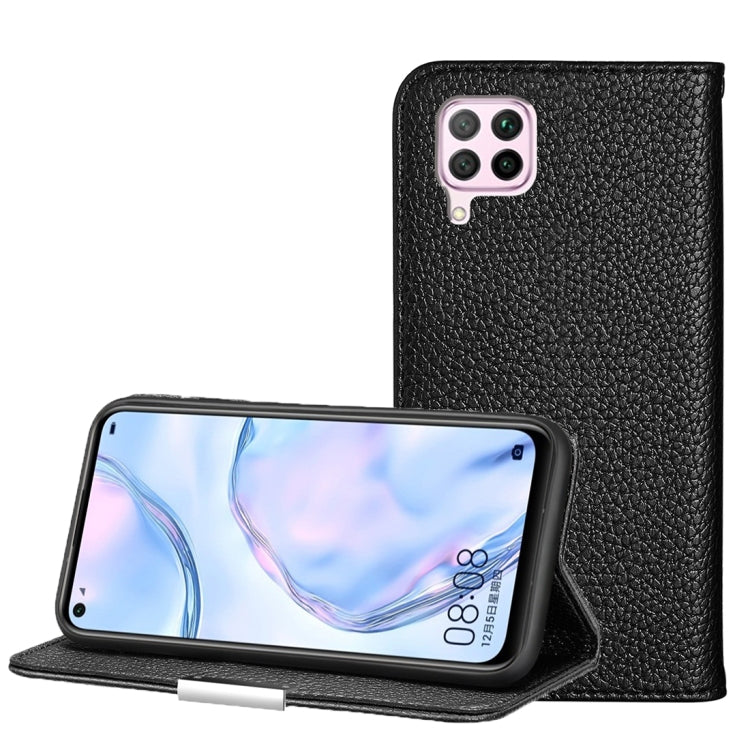 For Huawei P40 Lite Litchi Texture Solid Color Horizontal Flip Leather Case with Bracket & Card Slots & Wallet & Lanyard