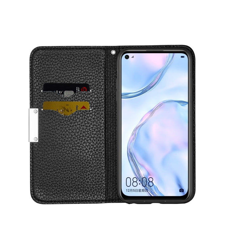 For Huawei P40 Lite Litchi Texture Solid Color Horizontal Flip Leather Case with Bracket & Card Slots & Wallet & Lanyard