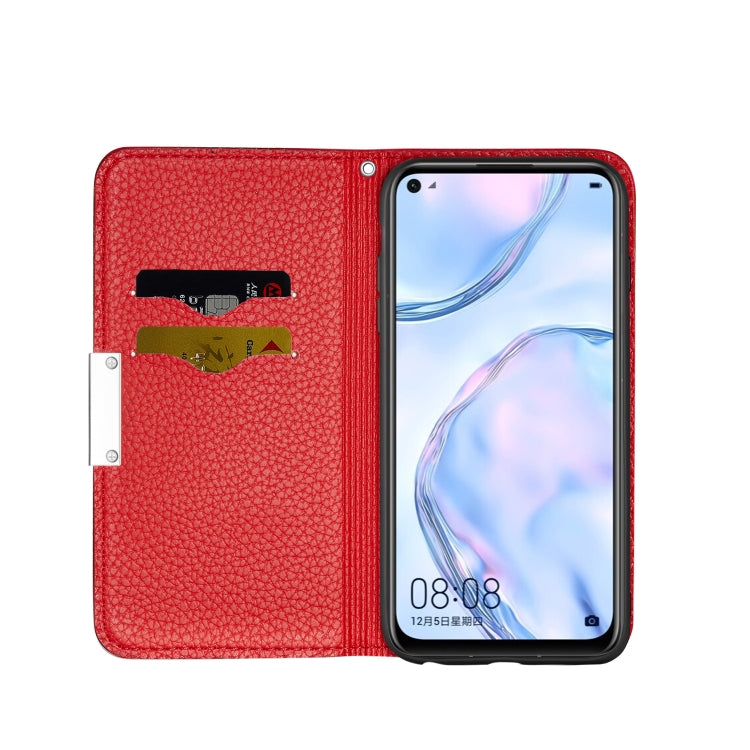 For Huawei P40 Lite Litchi Texture Solid Color Horizontal Flip Leather Case with Bracket & Card Slots & Wallet & Lanyard