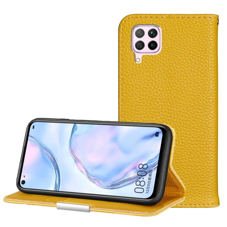 For Huawei P40 Lite Litchi Texture Solid Color Horizontal Flip Leather Case with Bracket & Card Slots & Wallet & Lanyard