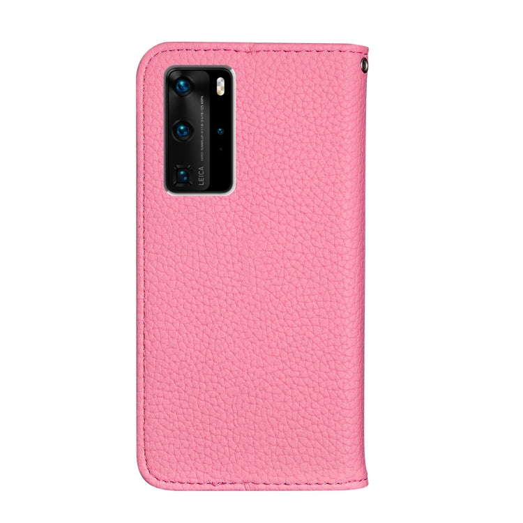 For Huawei P40 Pro Litchi Texture Solid Color Horizontal Flip Leather Case with Bracket & Card Slots & Wallet & Lanyard