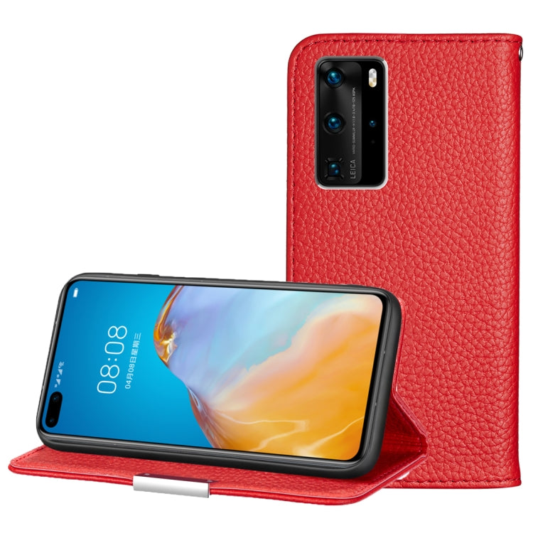 For Huawei P40 Pro Litchi Texture Solid Color Horizontal Flip Leather Case with Bracket & Card Slots & Wallet & Lanyard