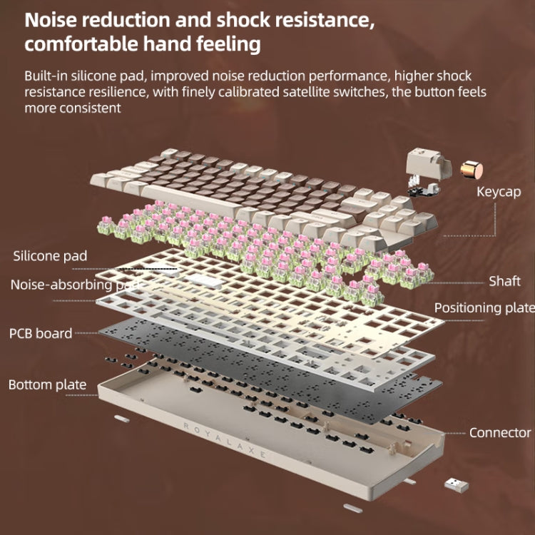 FOETOR R87 Wireless 2.4G Multi-bluetooth Charging Gaming Keyboard(White Coffee)