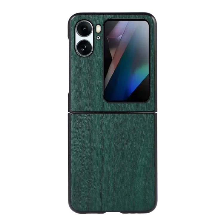 For OPPO Find N2 Flip Wood Texture PU Phone Case