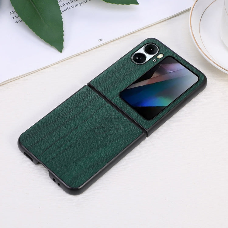 For OPPO Find N2 Flip Wood Texture PU Phone Case