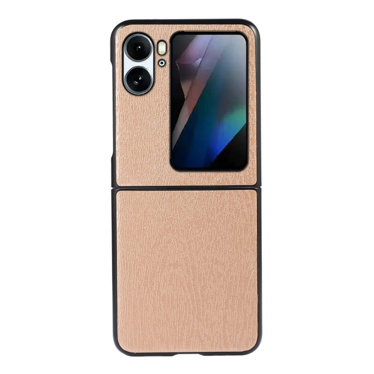 For OPPO Find N2 Flip Wood Texture PU Phone Case