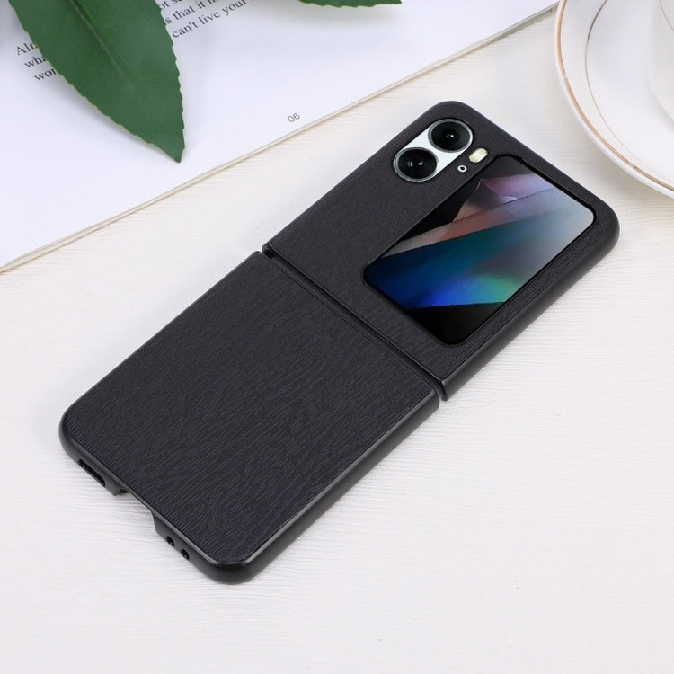 For OPPO Find N2 Flip Wood Texture PU Phone Case