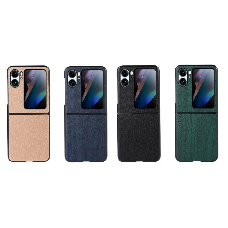 For OPPO Find N2 Flip Wood Texture PU Phone Case
