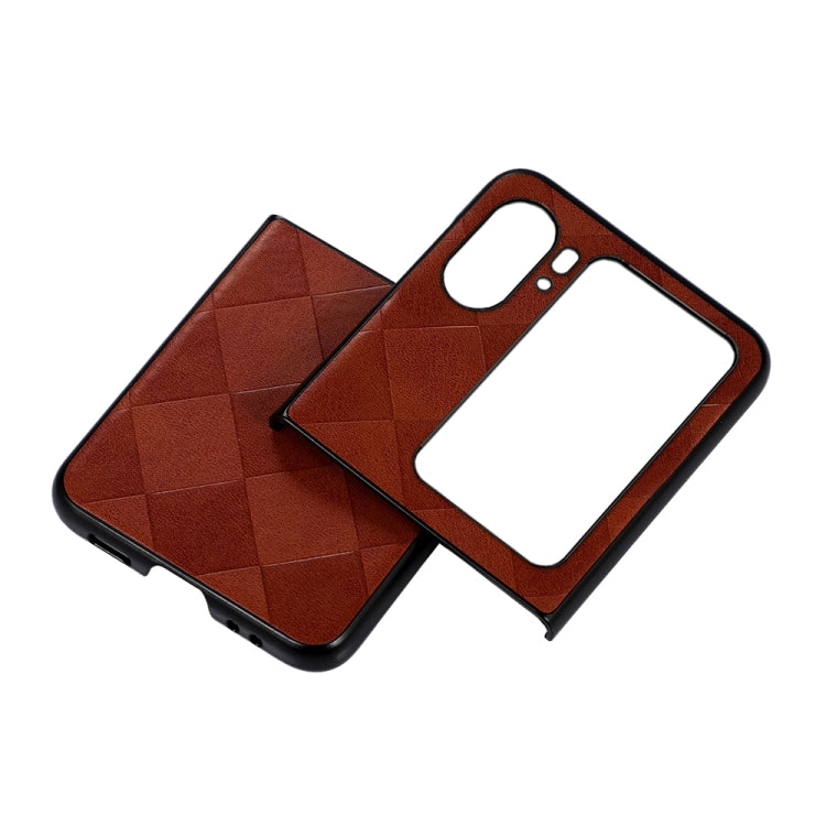 For OPPO Find N2 Flip Weave Plaid PU Phone Case
