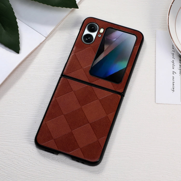 For OPPO Find N2 Flip Weave Plaid PU Phone Case