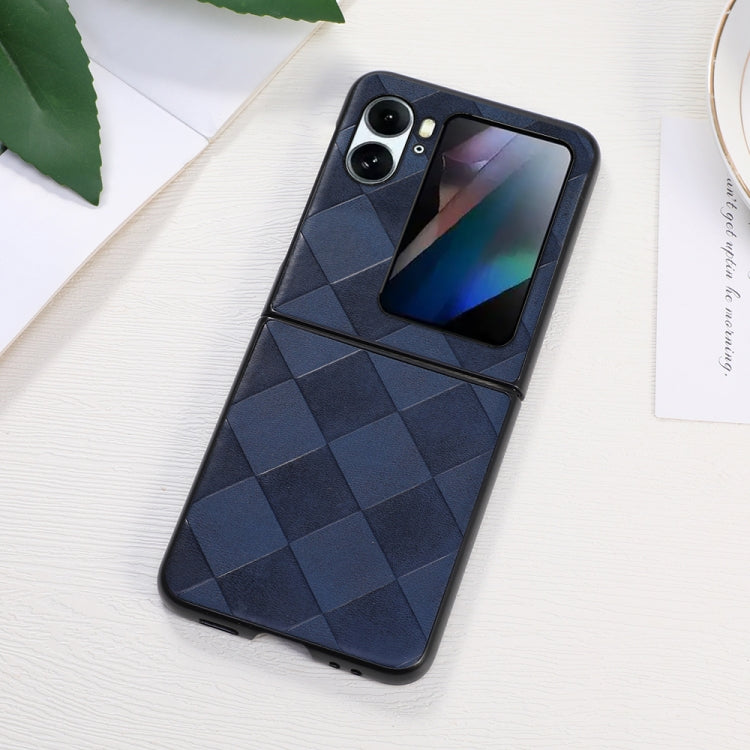 For OPPO Find N2 Flip Weave Plaid PU Phone Case