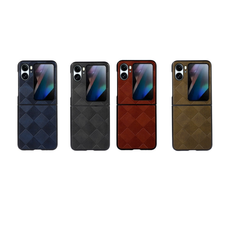 For OPPO Find N2 Flip Weave Plaid PU Phone Case