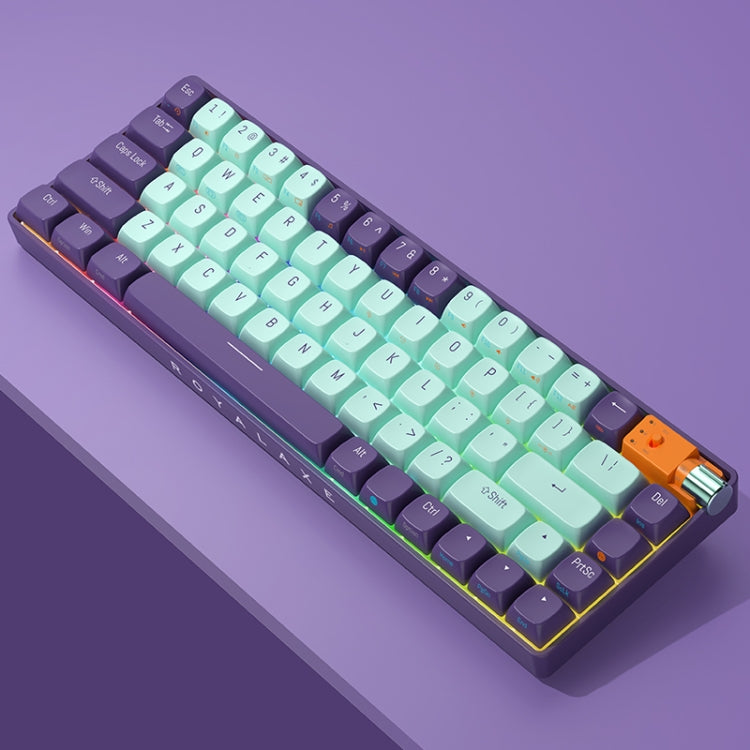 FOETOR R68 Wireless 2.4G Multi-bluetooth Charging Gaming Keyboard(Purple Green)