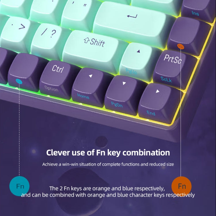 FOETOR R68 Wireless 2.4G Multi-bluetooth Charging Gaming Keyboard(Purple Green)