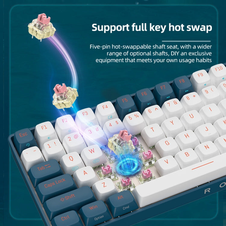 FOETOR R100 Wireless 2.4G Multi-bluetooth Charging Gaming Keyboard(White Blue)