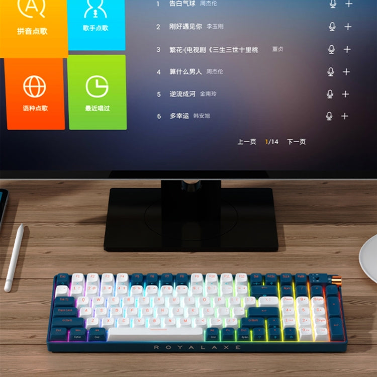 FOETOR R100 Wireless 2.4G Multi-bluetooth Charging Gaming Keyboard(White Blue)