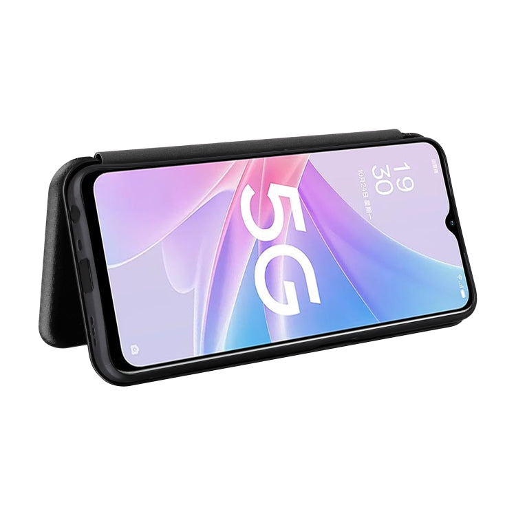 For OPPO A58 5G Carbon Fiber Texture Flip Leather Phone Case