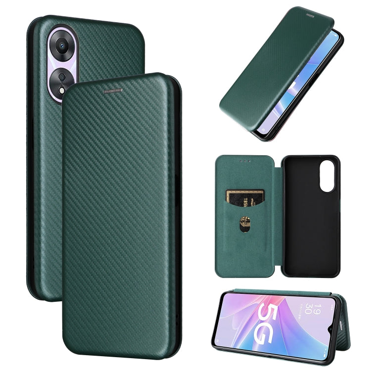For OPPO A58 5G Carbon Fiber Texture Flip Leather Phone Case