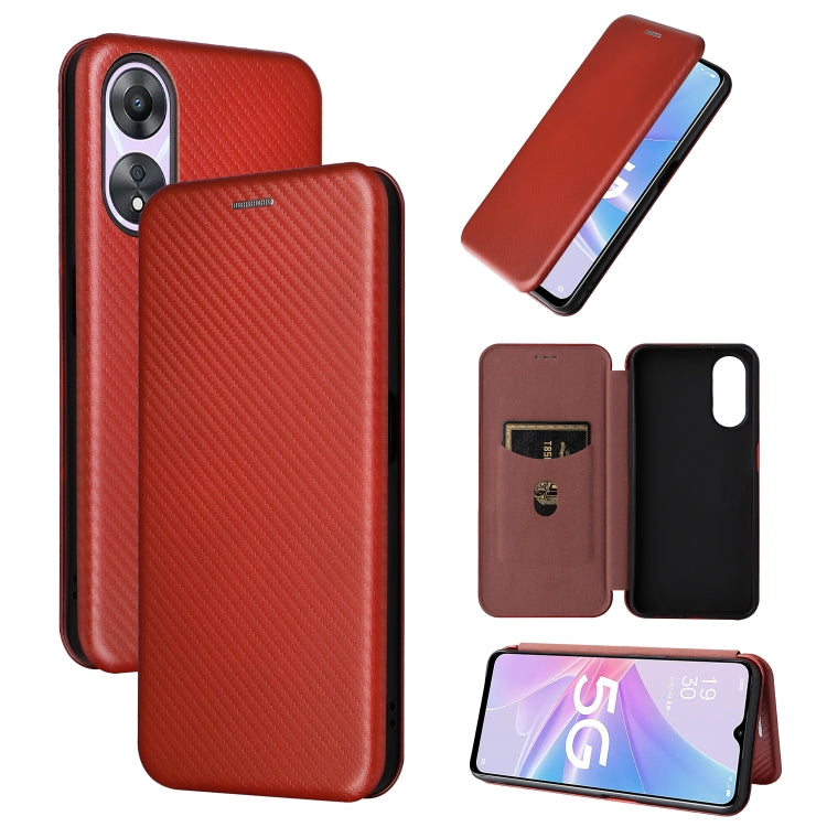 For OPPO A58 5G Carbon Fiber Texture Flip Leather Phone Case