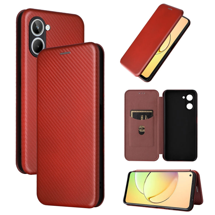 For Realme 10 4G Carbon Fiber Texture Flip Leather Phone Case