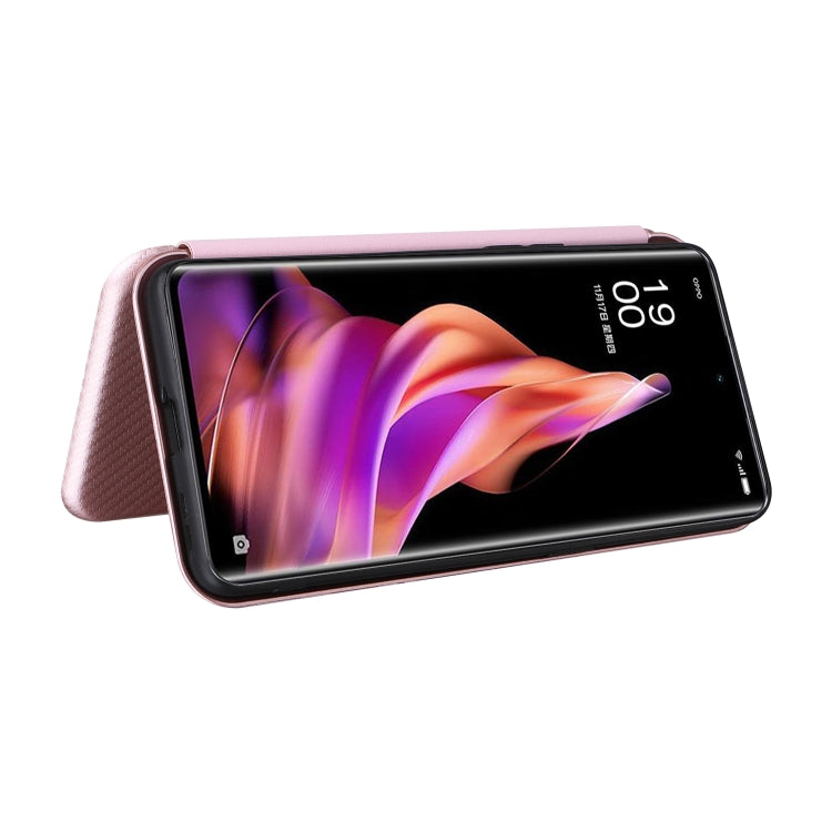 For OPPO Reno9 / Reno9 Pro 5G Carbon Fiber Texture Flip Leather Phone Case