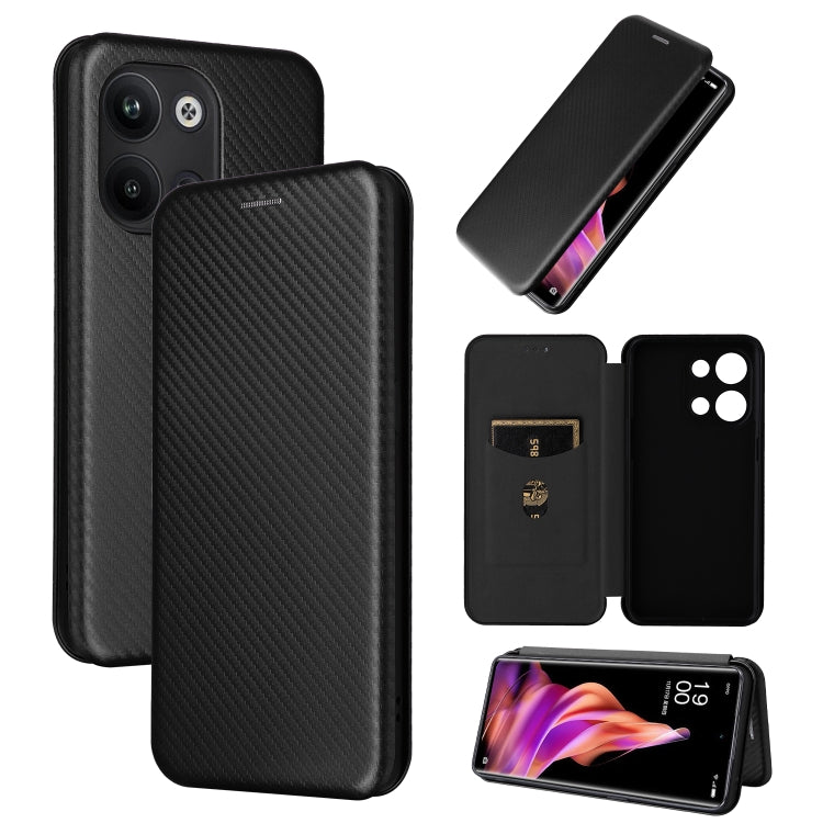 For OPPO Reno9 / Reno9 Pro 5G Carbon Fiber Texture Flip Leather Phone Case
