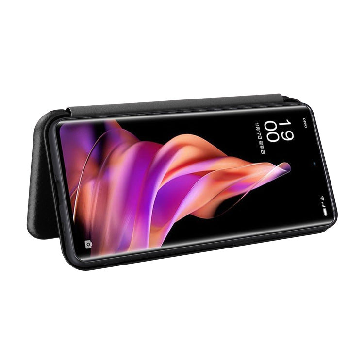 For OPPO Reno9 / Reno9 Pro 5G Carbon Fiber Texture Flip Leather Phone Case
