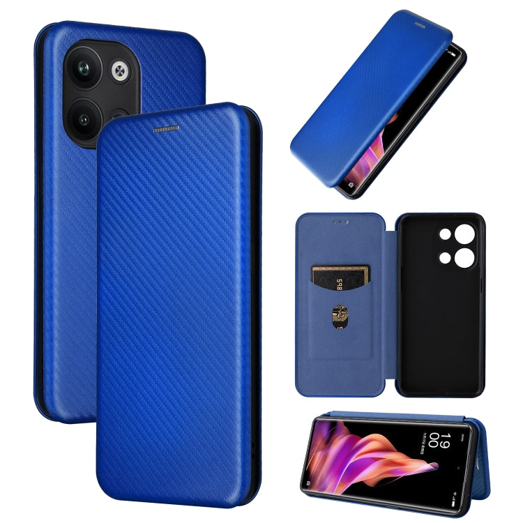 For OPPO Reno9 / Reno9 Pro 5G Carbon Fiber Texture Flip Leather Phone Case