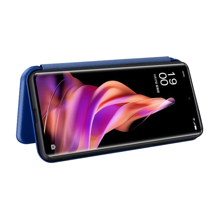 For OPPO Reno9 / Reno9 Pro 5G Carbon Fiber Texture Flip Leather Phone Case