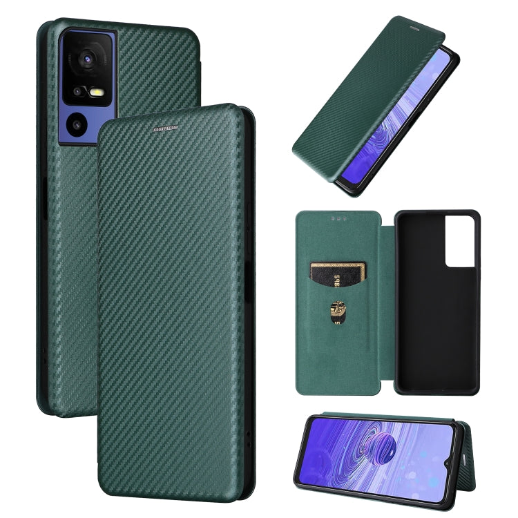 For TCL 40SE Carbon Fiber Texture Flip Leather Phone Case