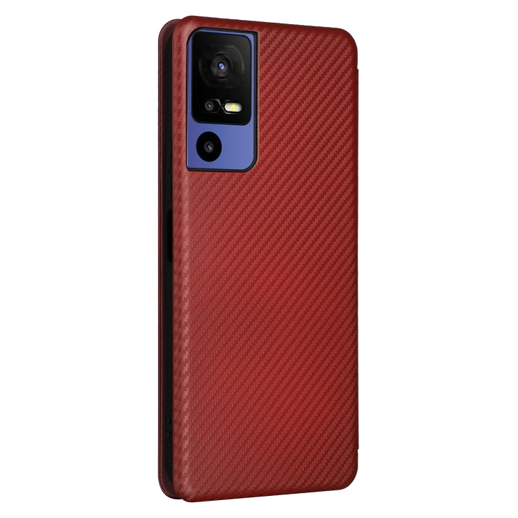 For TCL 40SE Carbon Fiber Texture Flip Leather Phone Case