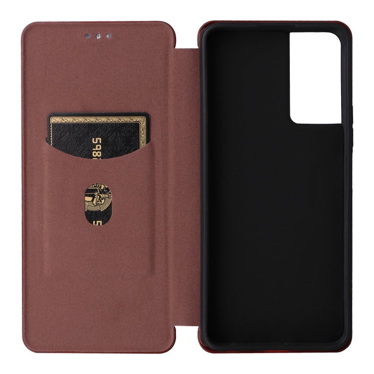 For TCL 40SE Carbon Fiber Texture Flip Leather Phone Case