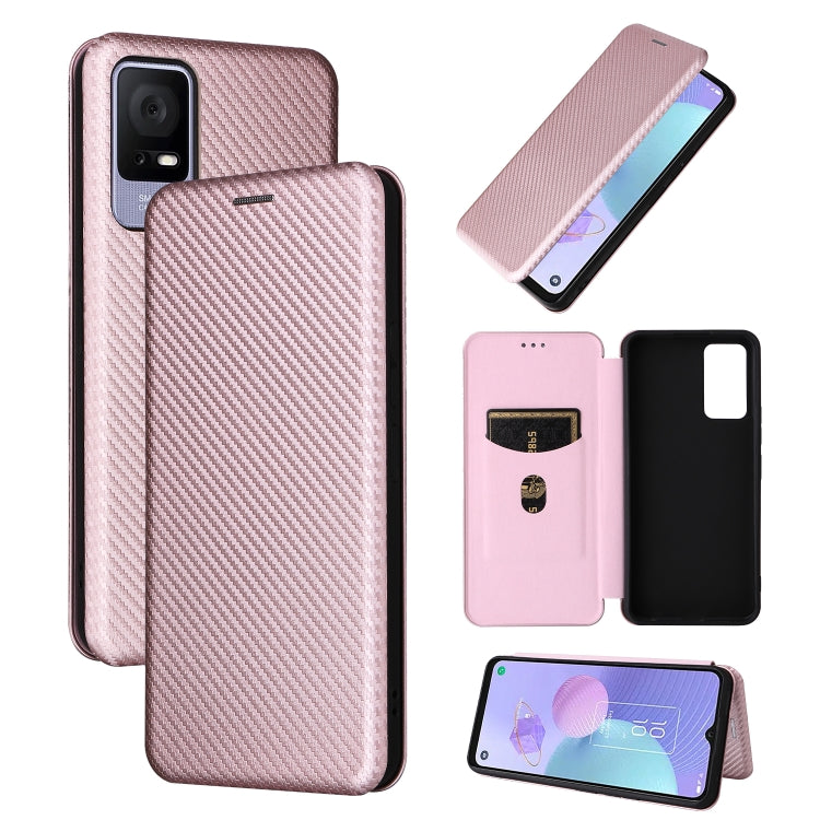 For TCL 405 Carbon Fiber Texture Flip Leather Phone Case