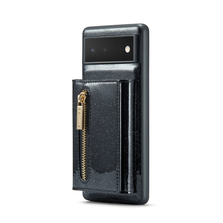 For Google Pixel 6a DG.MING M3 Series Glitter Powder Card Bag Leather Case
