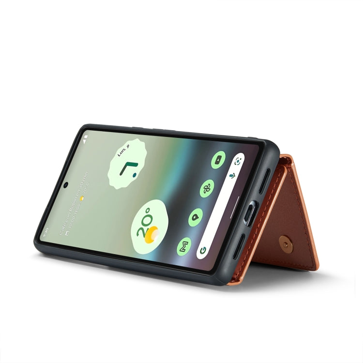 For Google Pixel 6a DG.MING M3 Series Glitter Powder Card Bag Leather Case