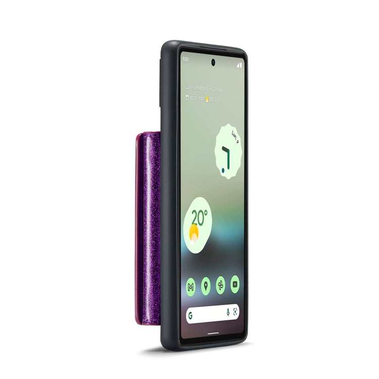 For Google Pixel 6a DG.MING M3 Series Glitter Powder Card Bag Leather Case