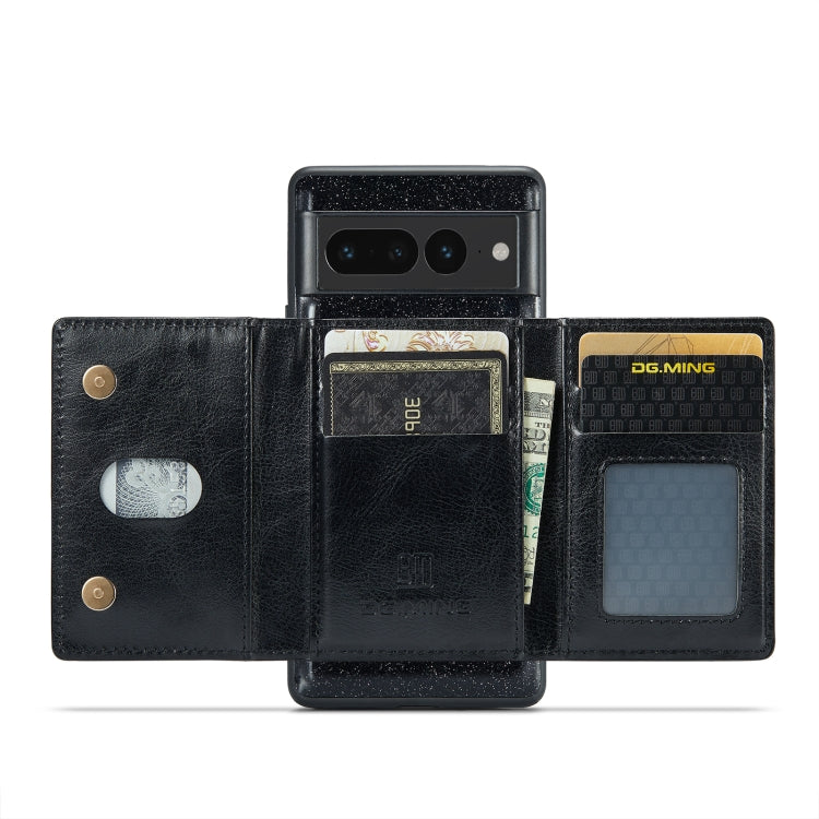 For Google Pixel 7 Pro DG.MING M3 Series Glitter Powder Card Bag Leather Case