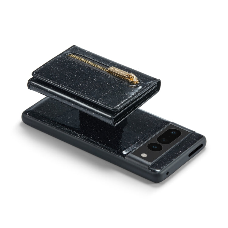 For Google Pixel 7 Pro DG.MING M3 Series Glitter Powder Card Bag Leather Case