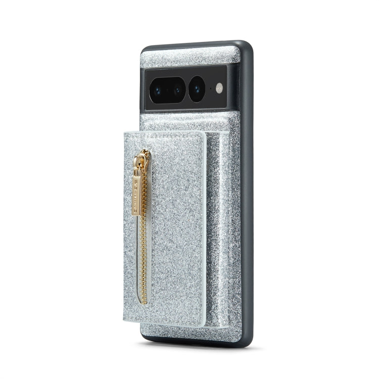 For Google Pixel 7 Pro DG.MING M3 Series Glitter Powder Card Bag Leather Case