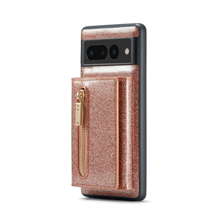 For Google Pixel 7 Pro DG.MING M3 Series Glitter Powder Card Bag Leather Case