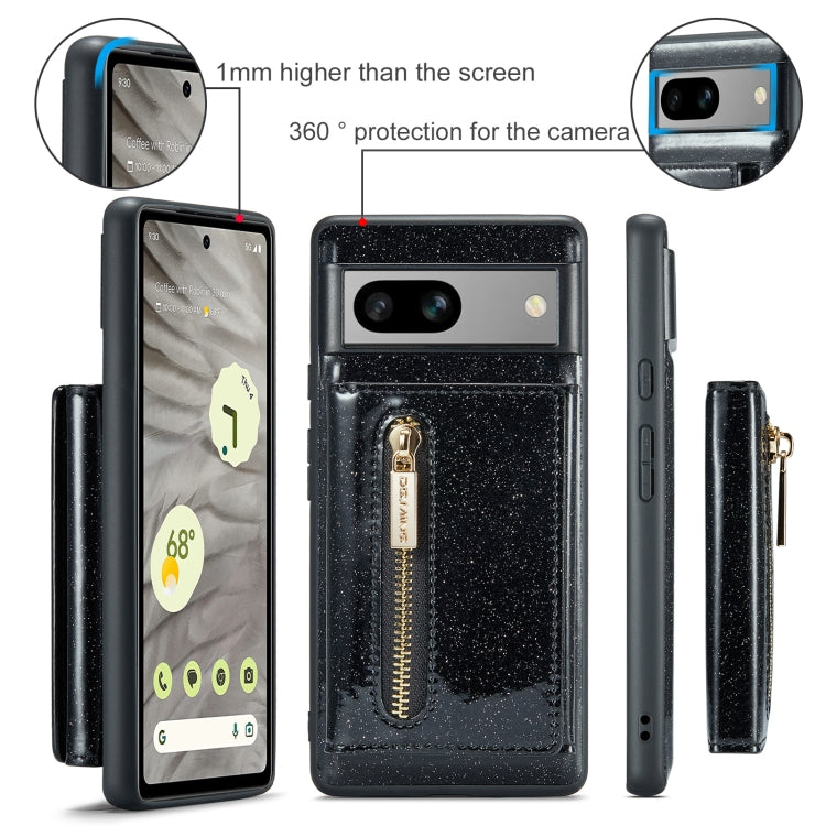 For Google Pixel 7A DG.MING M3 Series Glitter Powder Card Bag Leather Case