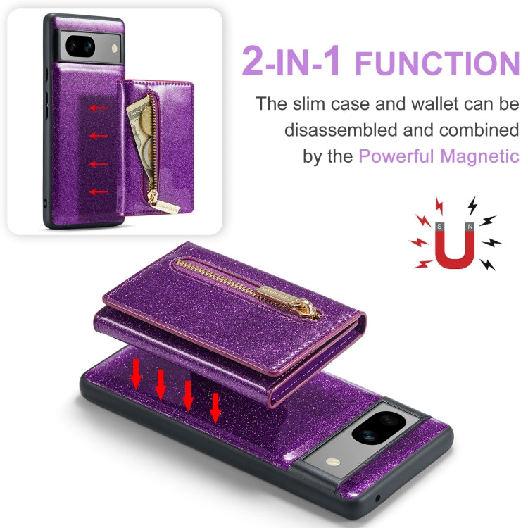 For Google Pixel 7A DG.MING M3 Series Glitter Powder Card Bag Leather Case