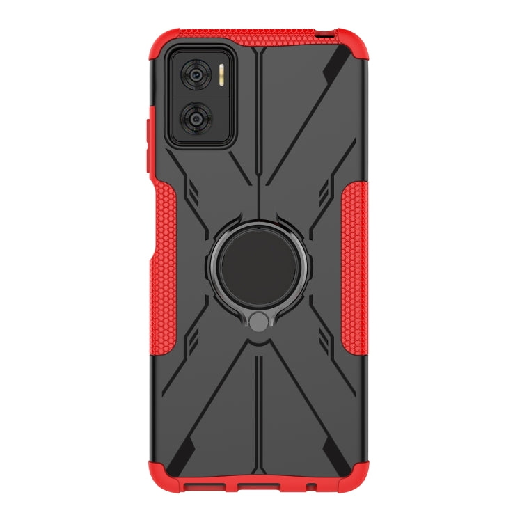 For Motorola Moto E22 Armor Bear Shockproof PC + TPU Phone Case with Ring