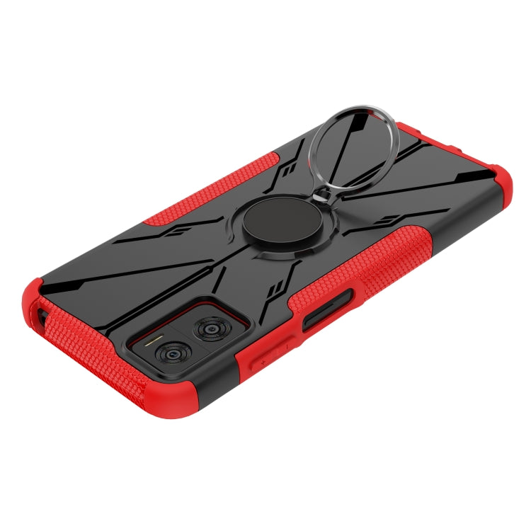 For Motorola Moto E22 Armor Bear Shockproof PC + TPU Phone Case with Ring