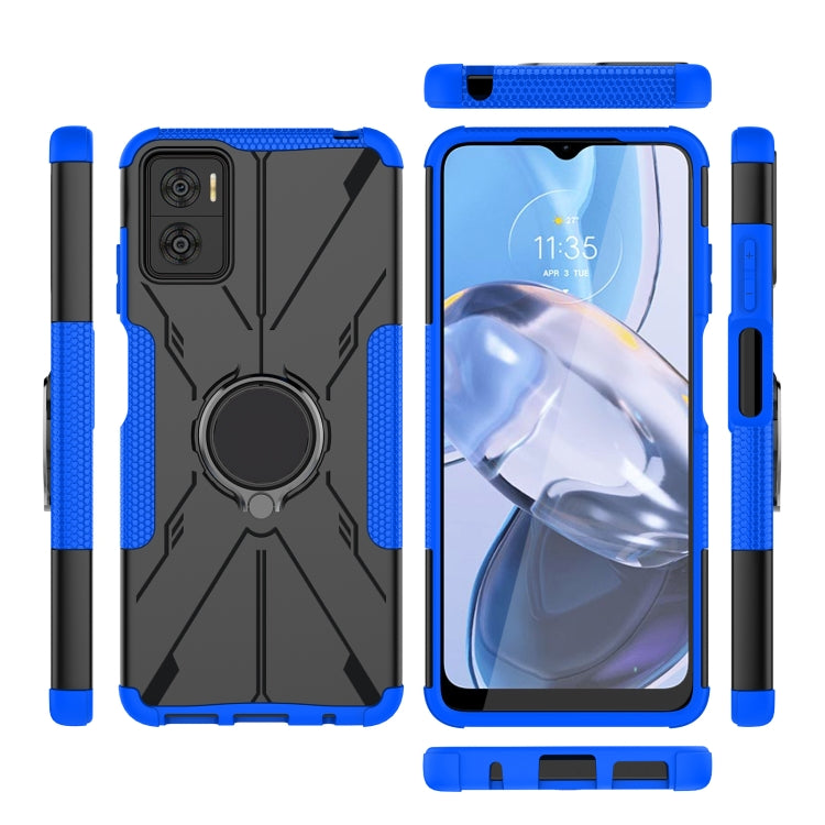 For Motorola Moto E22 Armor Bear Shockproof PC + TPU Phone Case with Ring