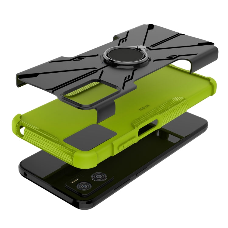 For Motorola Moto E22 Armor Bear Shockproof PC + TPU Phone Case with Ring