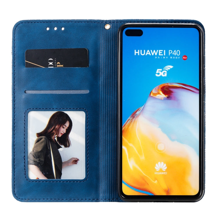 For Huawei P40 Lucky Flowers Embossing Pattern Magnetic Horizontal Flip Leather Case with Holder & Card Slots