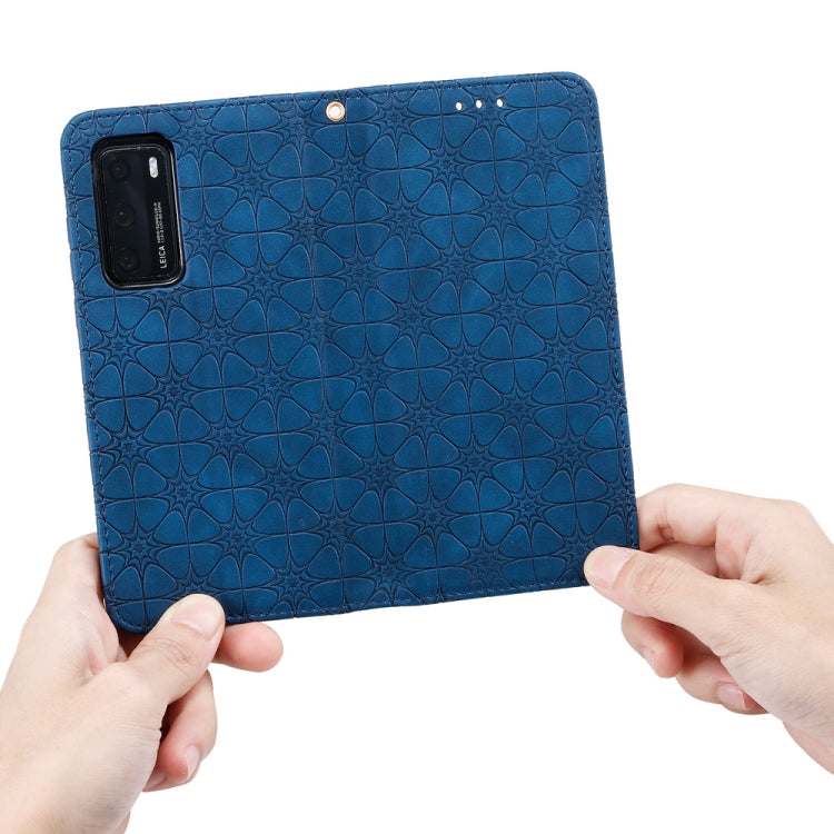 For Huawei P40 Lucky Flowers Embossing Pattern Magnetic Horizontal Flip Leather Case with Holder & Card Slots
